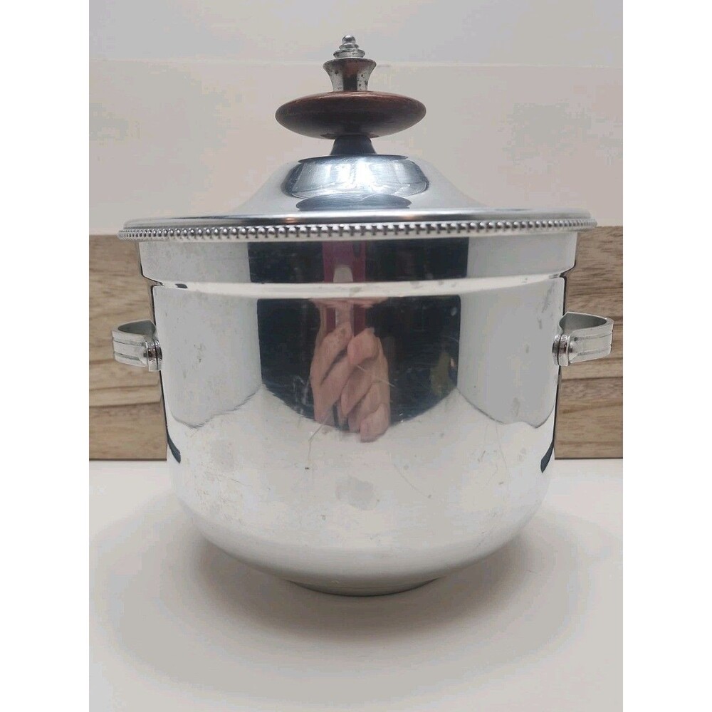 Vintage BW Buenilum Ice Bucket Aluminum w Pyrex Glass Insert Midcentury Modern